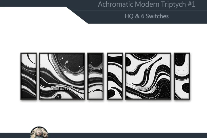 HQ Achromatic Modern Triptych #1 Sellable Extra E Samtuse963