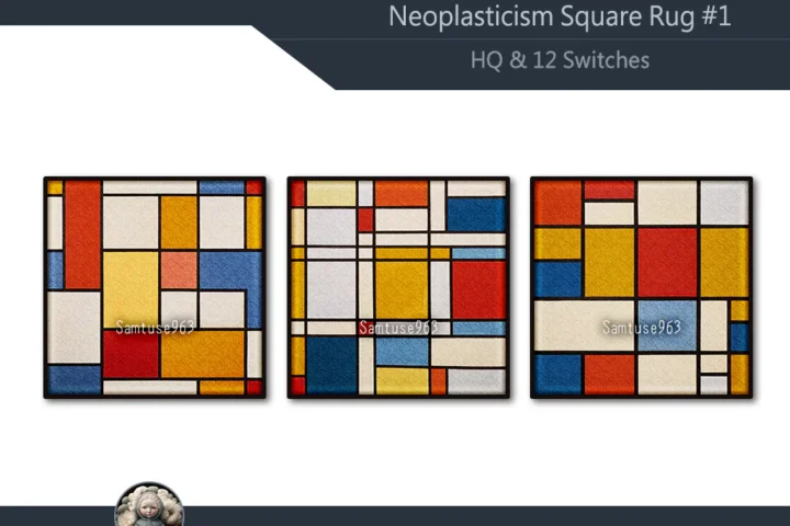 HQ Neoplasticism Square Dance Rug #1 Samtuse963