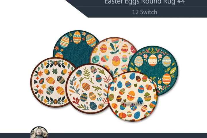 HQ Easter Eggs Round Dance Rug #4 Samtuse963