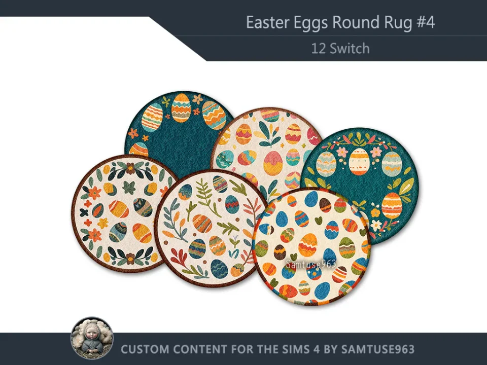 HQ Easter Eggs Round Dance Rug #4 Samtuse963