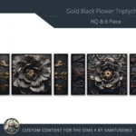 HQ Gold Black Flower Triptych #1 Sellable Extra E Samtuse963
