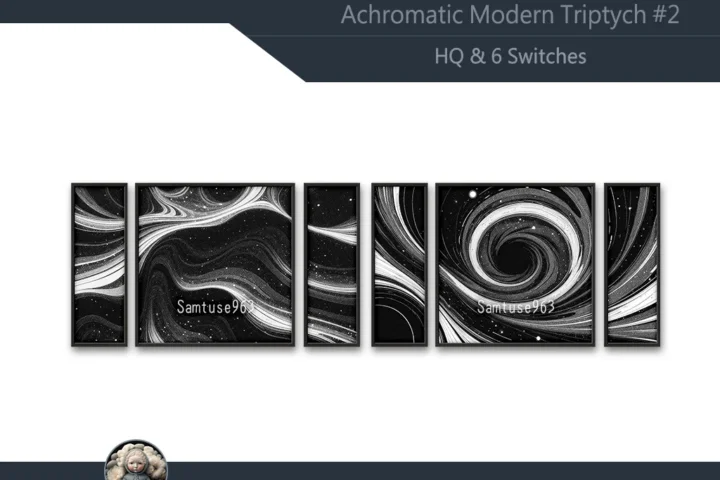 HQ Achromatic Modern Triptych #2 Sellable Extra E Samtuse963