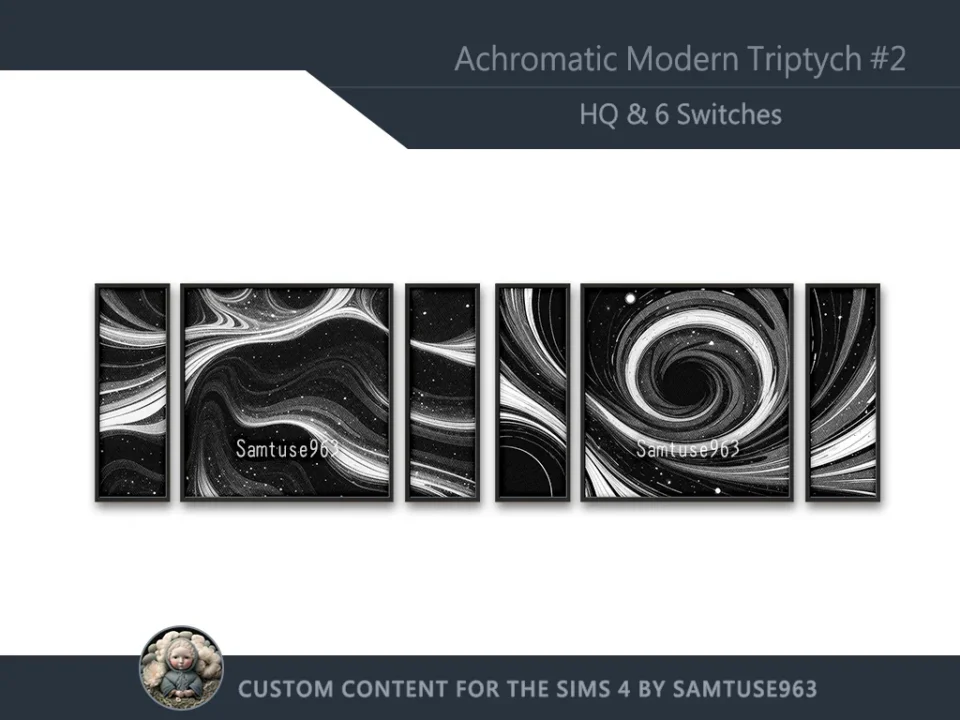 HQ Achromatic Modern Triptych #2 Sellable Extra E Samtuse963