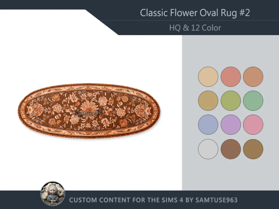 HQ Classic Flower Oval Dance Rug #2 Samtuse963