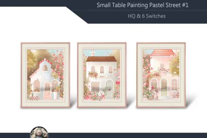 HQ Small Table Painting Pastel Street #1 Samtuse963