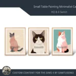 HQ Small Table Painting Minimalist Cat #1