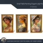 Small Table Painting Elegant Lady Portrait #1 Samtuse963