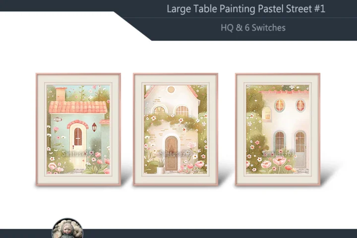 HQ Large Table Painting Pastel Street #1 Samtuse963