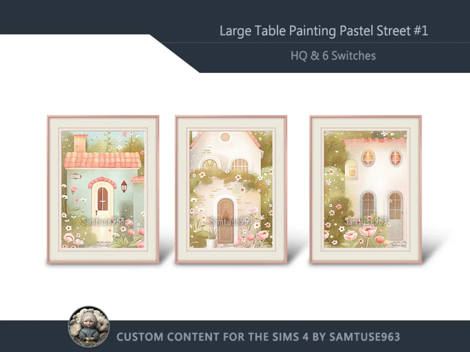 HQ Large Table Painting Pastel Street #1 Samtuse963