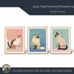 HQ Large Table Painting Minimalist Cat #1