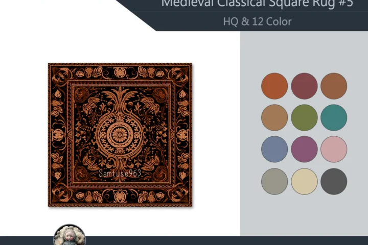 HQ Medieval Classical Square Dance Rug #5 Samtuse963