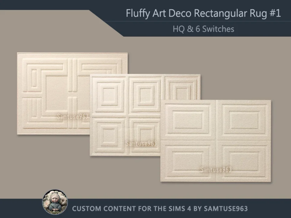 HQ Fluffy Art Deco Rectangular Dance Rug #1 Samtuse963