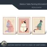 HQ Medium Table Painting Minimalist Cat #1 Samtuse963