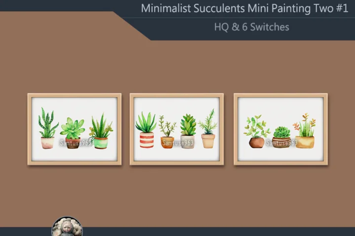 Minimalist Succulents Mini Painting Two #1 Extra H Samtuse963
