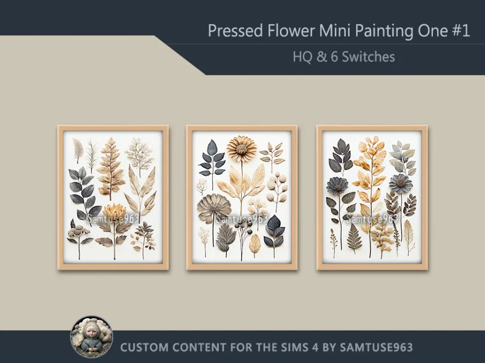 HQ Pressed Flower Mini Painting One #1 Extra G Samtuse963