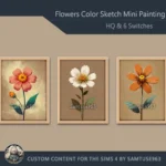 HQ Flowers Color Sketch Mini Painting One #1 Extra G Samtuse963