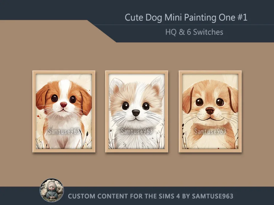 HQ Cute Dog Mini Painting One #1 Extra G Samtuse963