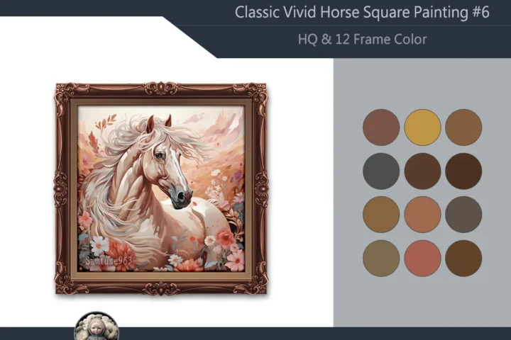 HQ Classic Vivid Horse Square Painting #6 Samtuse963
