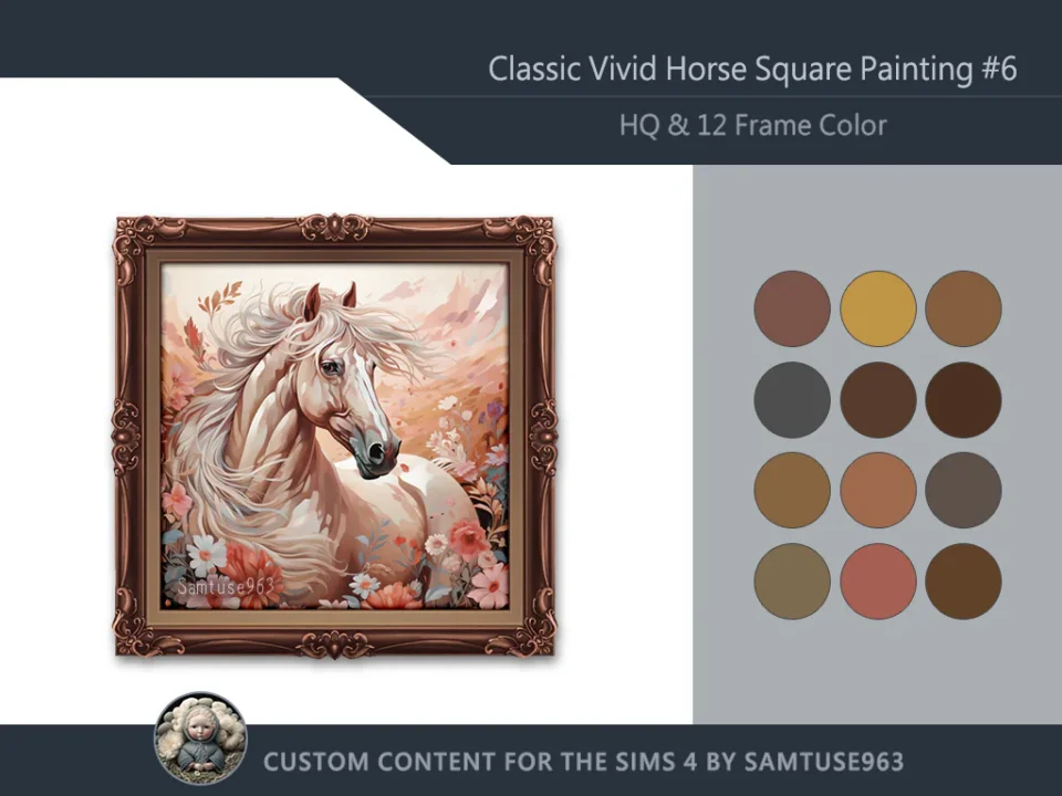 HQ Classic Vivid Horse Square Painting #6 Samtuse963