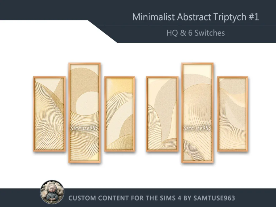 HQ Minimalist Abstract Triptych #1 Sellable Extra B Samtuse963