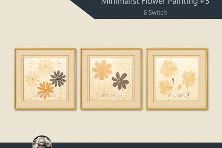 Minimalist Flower Square Painting #3 Sellable Extra C Samtuse963