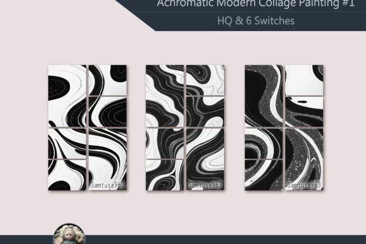 HQ Achromatic Modern Collage Painting #1 Samtuse963