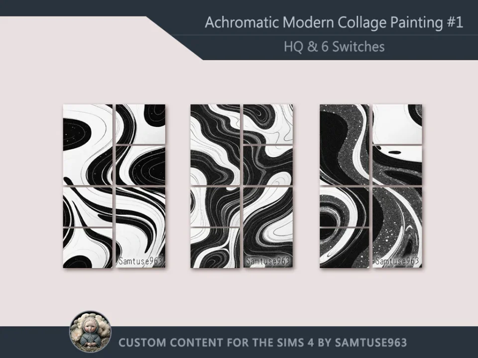 HQ Achromatic Modern Collage Painting #1 Samtuse963
