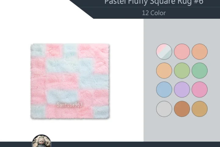 Pastel Fluffy Square Dance Rug #6 Samtuse963