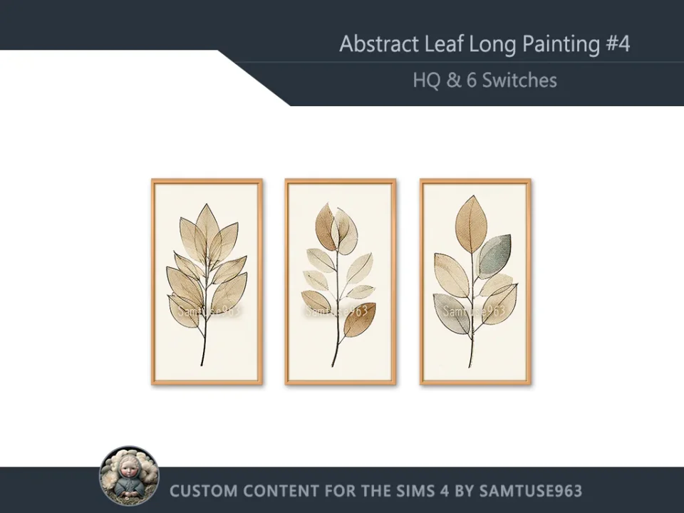 HQ Abstract Leaf Long Painting #4 Extra D Samtuse963