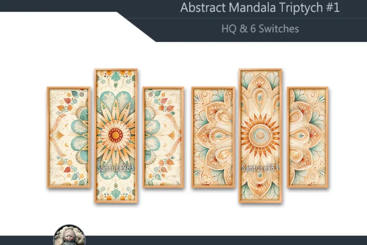 HQ Abstract Mandala Triptych #1 Sellable Extra B Samtuse963