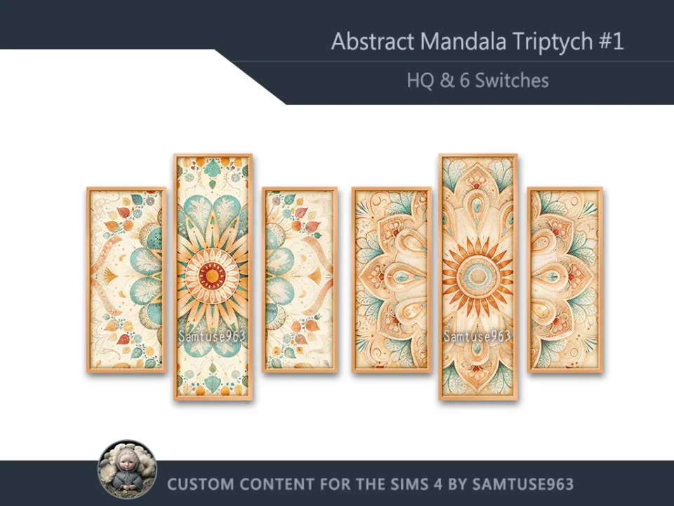 HQ Abstract Mandala Triptych #1 Sellable Extra B Samtuse963