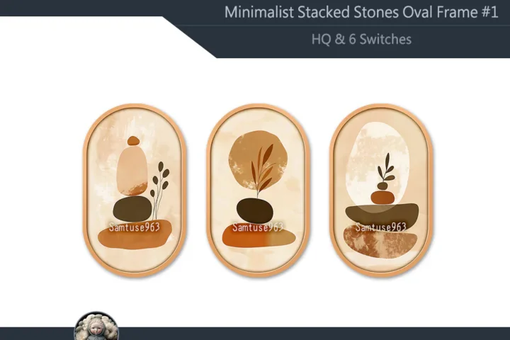 HQ Minimalism Stacked Stones Oval Frame #1 Samtuse963