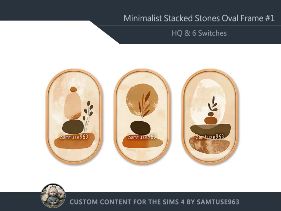 HQ Minimalism Stacked Stones Oval Frame #1 Samtuse963