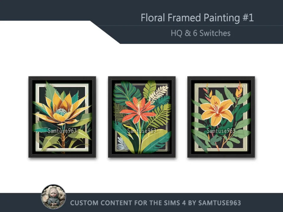 HQ Floral Framed Painting #1 Samtuse963