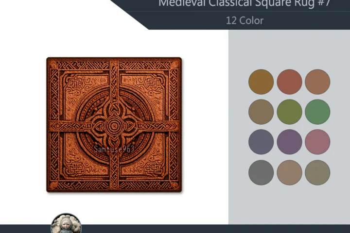 Medieval Classical Square Dance Rug #7 Samtuse963