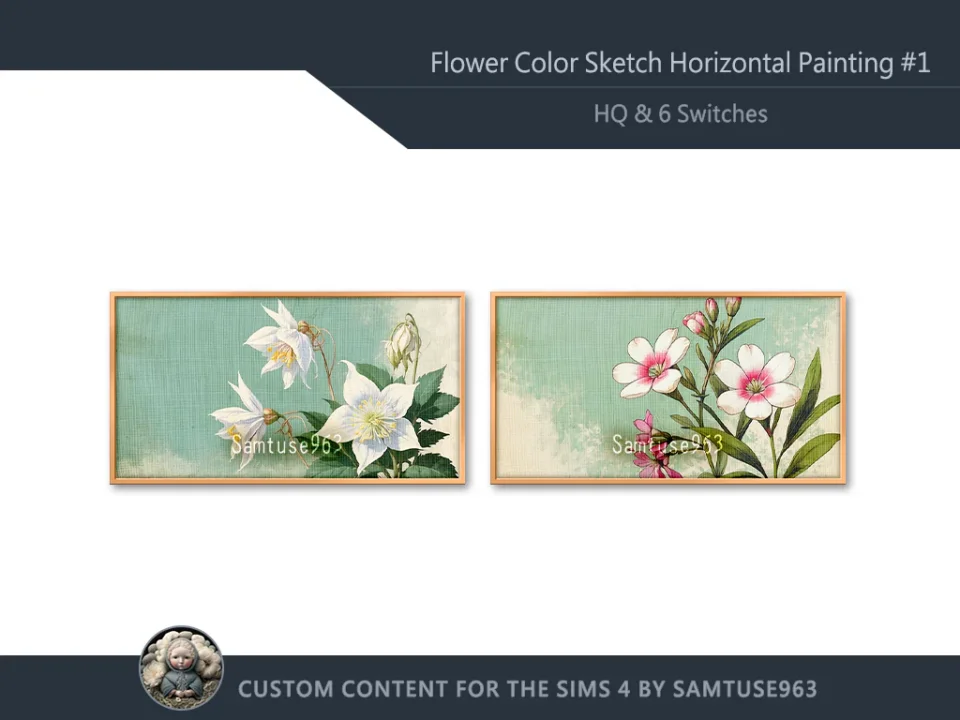 HQ Flower Color Sketch Horizontal Painting #1 Sellable Samtuse963