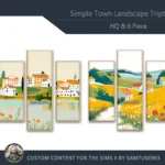 HQ Simple Town Landscape Triptych #1 Sellable Extra B Samtuse963