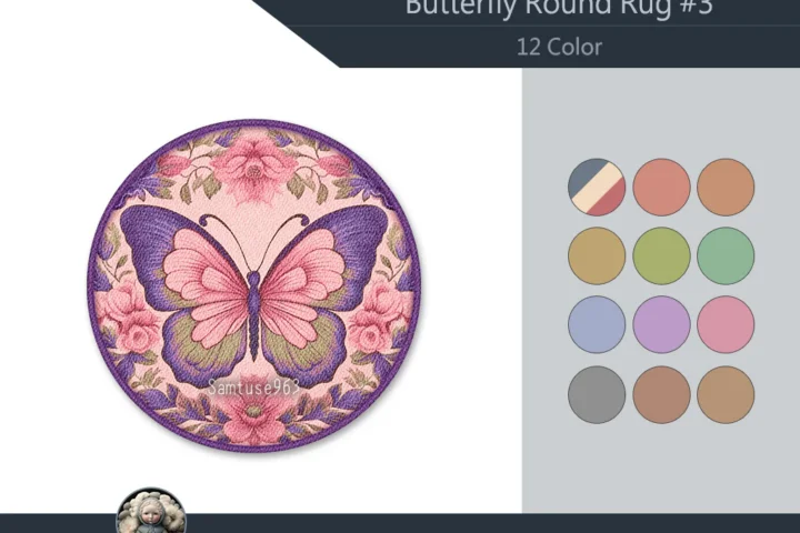 Butterfly Round Dance Rug #3 Samtuse963