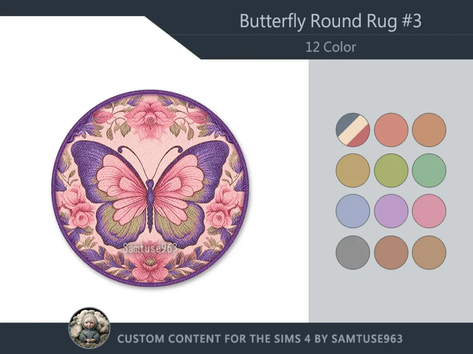 Butterfly Round Dance Rug #3 Samtuse963