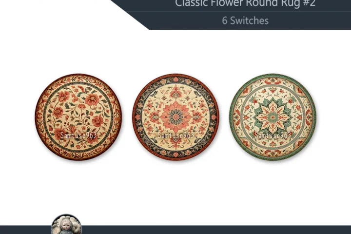 Classic Flower Round Dance Rug #2 Samtuse963