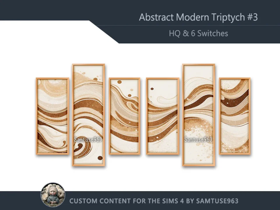 HQ Abstract Modern Triptych #3 Sellable Extra B Samtuse963