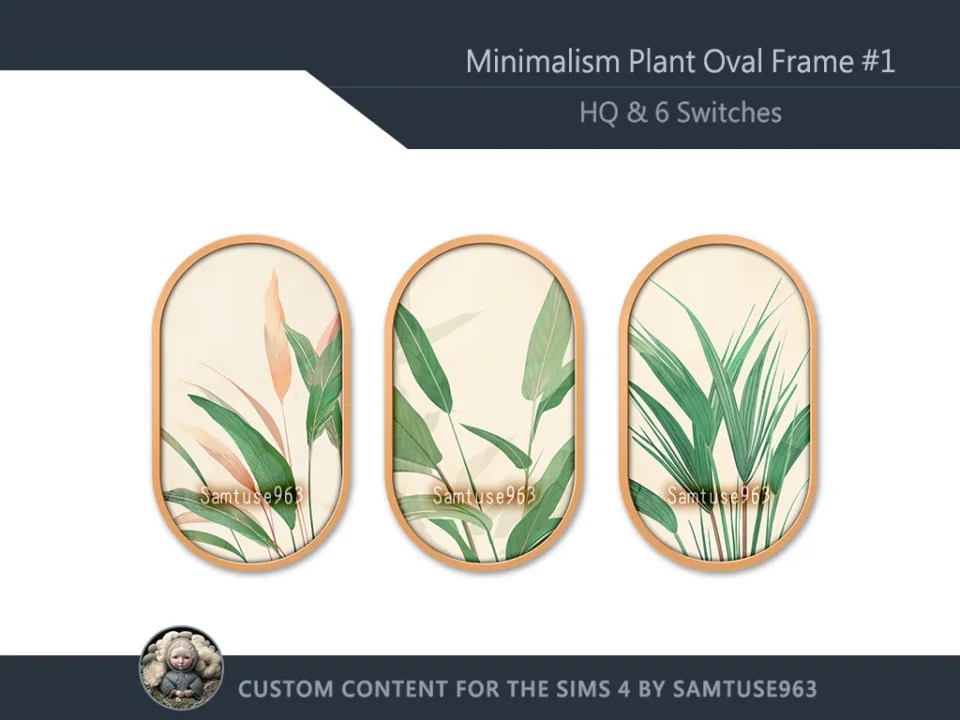 HQ Minimalist Plant Oval Frame #1 Samtuse963