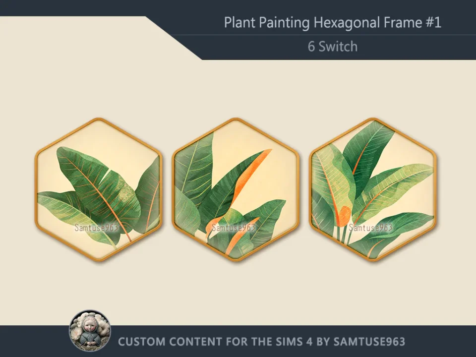 Plant Painting Hexagonal Frame #1 Sellable Samtuse963