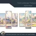 HQ Town Landscape Triptych #4 Sellable Extra B Samtuse963