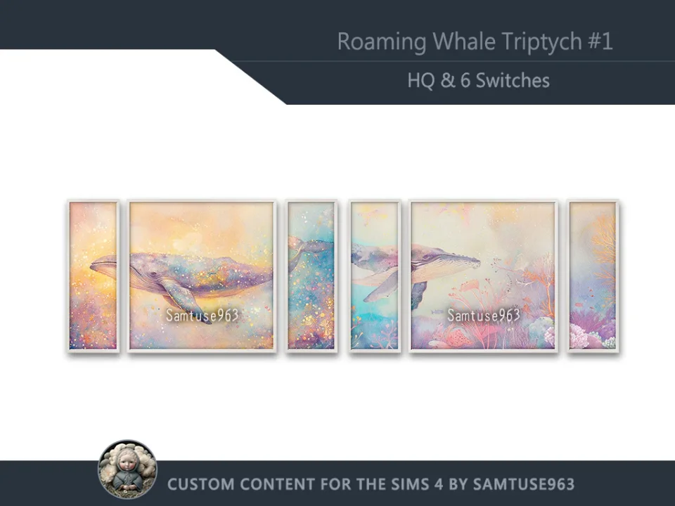 HQ Roaming Whale Triptych #1 Sellable Extra E Samtuse963