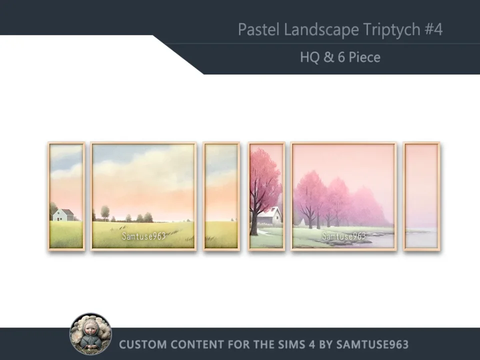 HQ Pastel Landscape Triptych #4 Sellable Extra E Samtuse963
