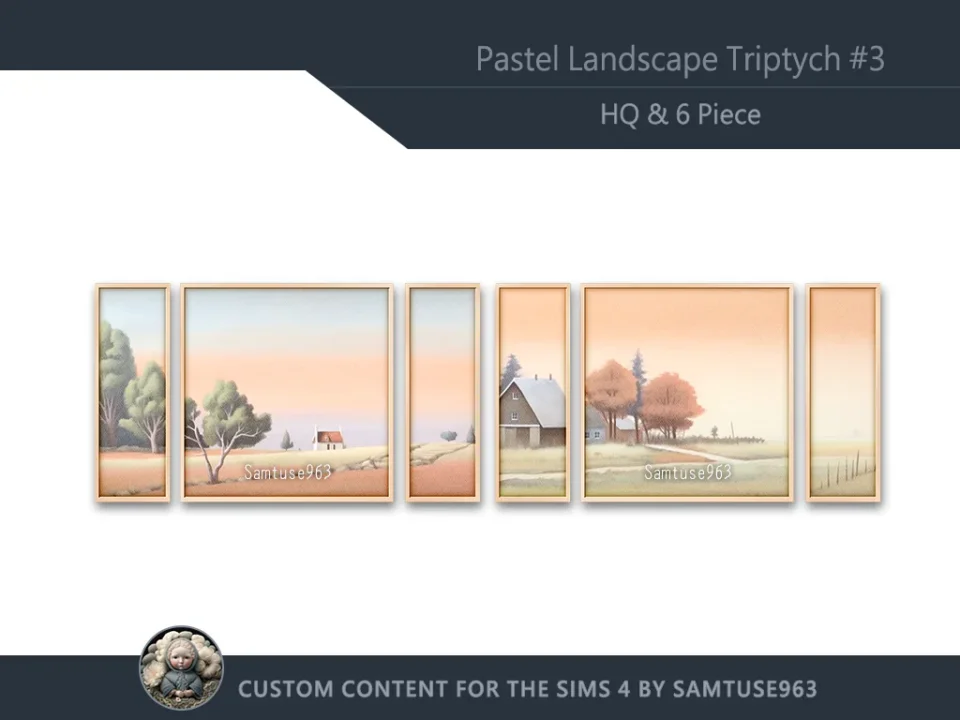 HQ Pastel Landscape Triptych #3 Sellable Extra E Samtuse963