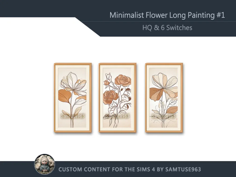 HQ Minimalist Flower Long Painting #1 Sellable Extra D Samtuse963