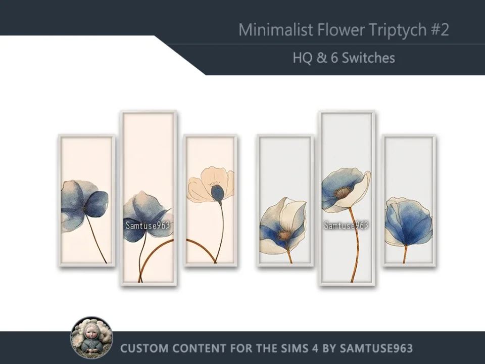 HQ Minimalist Flower Triptych #2 Sellable Extra B Samtuse963