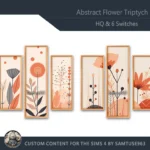 HQ Abstract Flower Triptych #5 Sellable Extra B Samtuse963